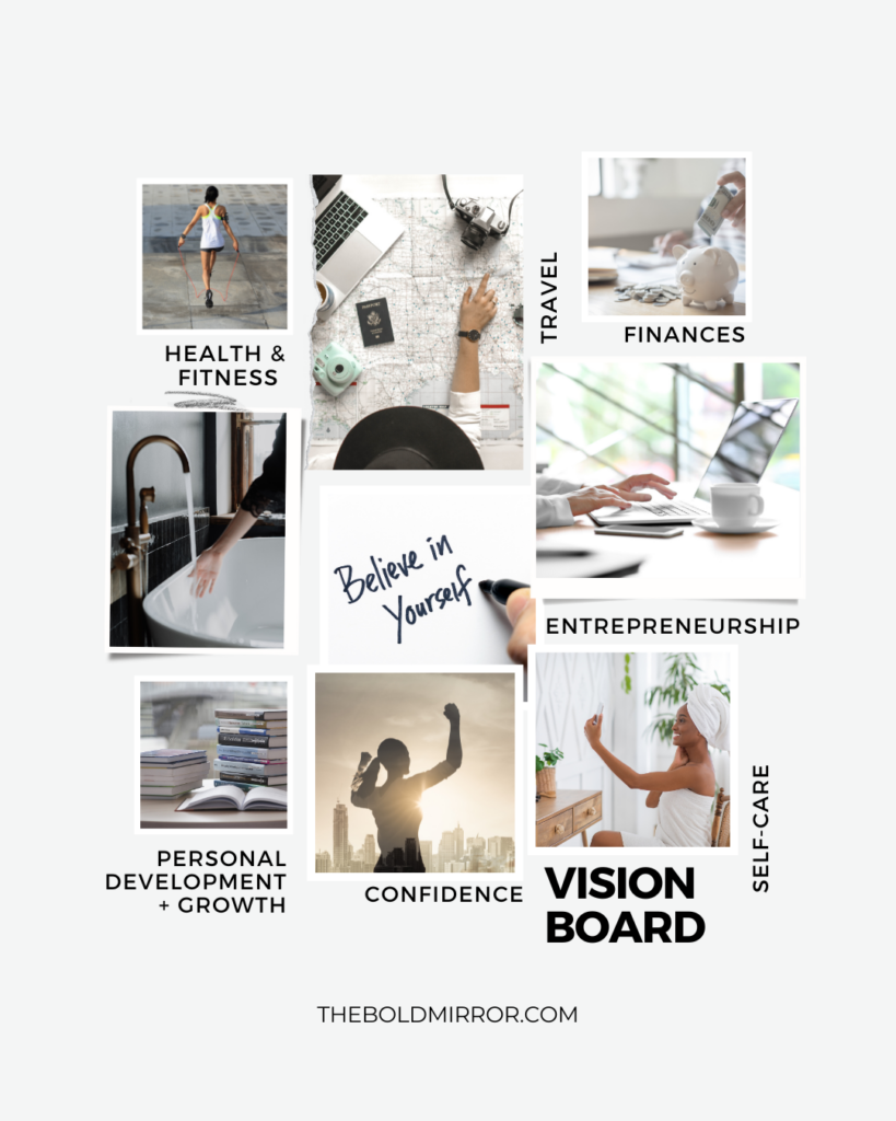 Vision Board of 5 Essentials to Reinventing Yourself and Your Life